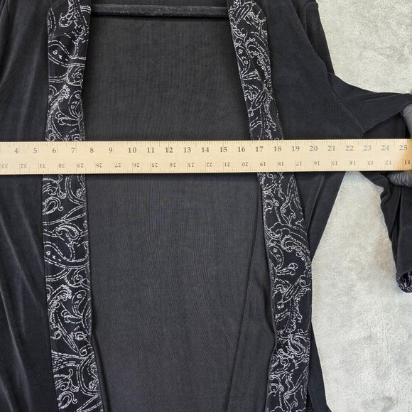 Chicos Travelers Jacket Womens 2 Paisley Embroidered Open Front Boho Casual - Picture 6 of 7